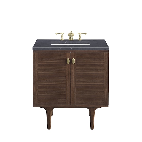 James Martin Vanities Amberly 30in Single Vanity, Mid-Century Walnut w/ 3 CM Charcoal Soapstone Top 670-V30-WLT-3CSP - main